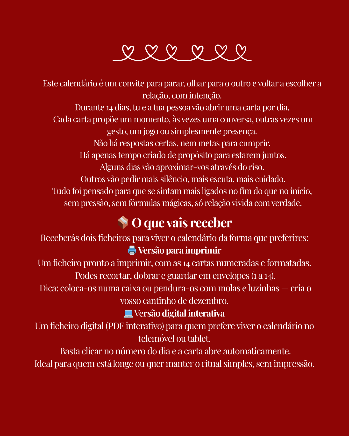 Calendário do advento - dia dos namorados (Versão digital)