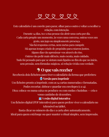 Calendário do advento - dia dos namorados (Versão digital)
